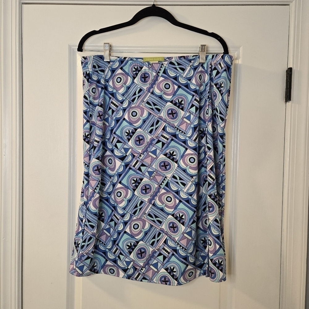 Sigrid Olsen Below Knee Multicolor Maxi Skirt Size L With Front Slit